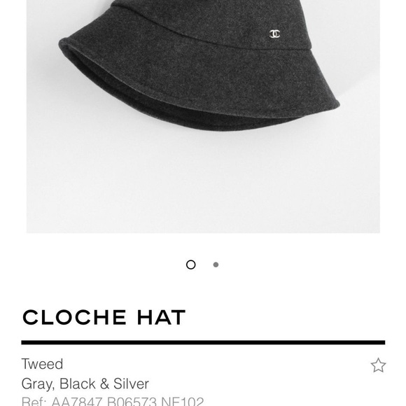 Authentic Chanel CLOCHE HAT in Gray, Black & Silver - Picture 9 of 10